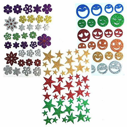 Glitter Foam Letter Stickers Self Adhesive Letters Assorted Colors Star Heart Flower Stickers for DIY Scrapbooking Card Home Decoration About 400 Pieces 10 Sets 