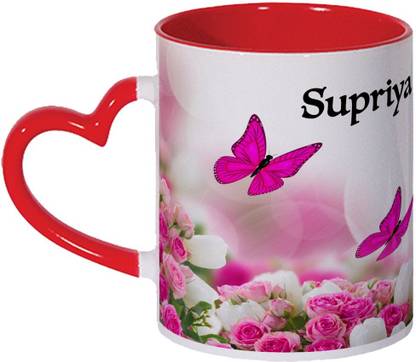 Wagwan Supriya Name Printed Gifts for Girlfriend Wife Sister on Birthday  Valentine Rakhi Butterflies & Pink Rose 20234_RedHart Ceramic Coffee Mug  Price in India - Buy Wagwan Supriya Name Printed Gifts for