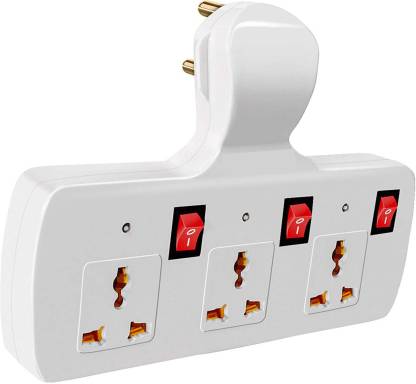 ECOBELL 3 Multi-Plug with Individual Switches, LED Indicators and Fuse Extension Board Switch Spike Guard 3  Socket Extension Boards  (White, 12.1 m)