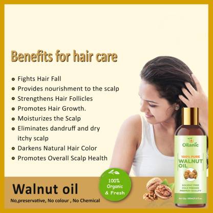 Oilanic 100% Pure & Natural Walnut Oil Combo pack of 2 bottles of 100 ml(200 ml) Hair Oil