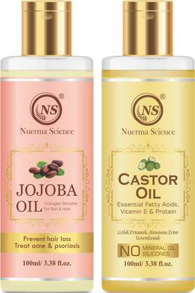 Nuerma Science Jojoba Oil & Castor Oil For Healthier Hair & Fast Hair Growth (Pack of 2, 100 ML Each) Hair Oil - Price in India, Buy Nuerma Science Jojoba Oil & Nuerma Science Jojoba Oil & Castor Oil For Healthier Hair & Fast Hair Growth (Pack of 2, 100 ML Each) Hair Oil - Price in India, Buy Nuerma Science Jojoba Oil &