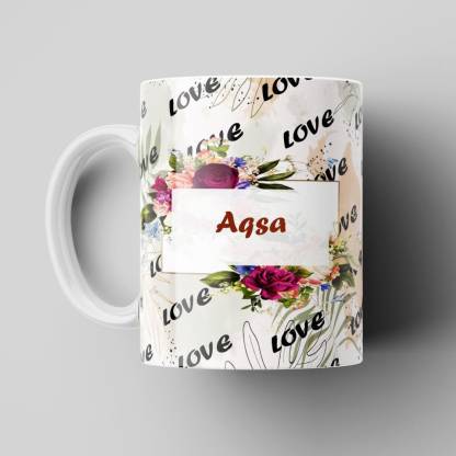 Beautum Love Aqsa Romantic Name White Ceramic Coffee Best Gift For Loved  Ones Model No:BLVNM001810 Ceramic Coffee Mug Price in India - Buy Beautum Love  Aqsa Romantic Name White Ceramic Coffee Best