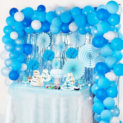 Party garland flowers with light blue