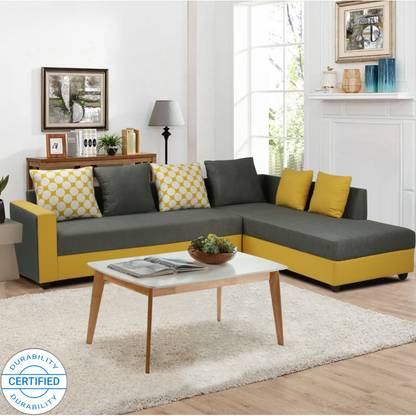 Arra Riviera Right Facing Fabric 6 Seater Sofa In India At Flipkart Com Right Facing Fabric 6 Seater Sofa, Grey And Yellow Sofa Bed