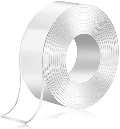 Double Sided Heavy Duty Tape Clear Two Sided Stick Tape Strips for Home and Office Outdoor Wall Tape for Pictures/Poster/Carpets 34FT Transparent Strong Mounting Tape Adhesive Grip for Wall Hanging 