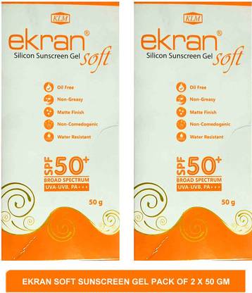 Ekran Soft Sunscreen Gel Oil Free Non Greasy Mattle Finish Water Resistant Sunscreen Gel Pack Of 2 50g Spf Spf 50 Pa Price In India Buy Ekran Soft Sunscreen Gel Oil