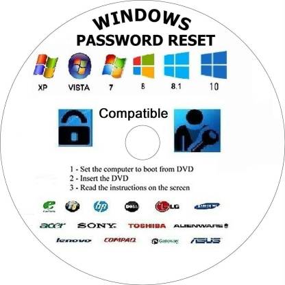 COMPATIBLE Windows Password Recovery Reset  RECOVER RESET RECOVERY  FIX DVD COMPATIBLEs WITH MICROSOF WINDOWS XP/7/VISTA/8//10 - COMPATIBLE  : 