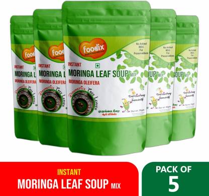Foodix Instant Moringa Leaf soup Mix or Drumstick Immunity Booster High in Protein Vitamins and Minerals 50gX5 Leaf Soup