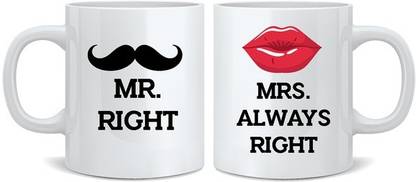 VASTRAM Mr & Mrs Right coffees Ceramic Coffee Mug