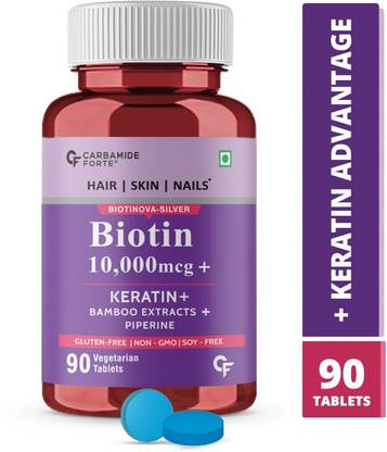 carbamide forte biotin 10000mcg with keratin piperine bamboo extract tablets for hair growth