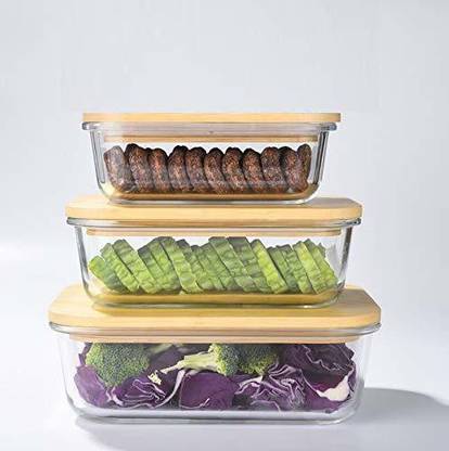 Sun Kitchen Wooden Lid Container And Lunch Box 1040 Ml 640 370 Glass Utility In India Sun Kitchen Wooden Lid Container And, Clear Storage Boxes With Wooden Lids