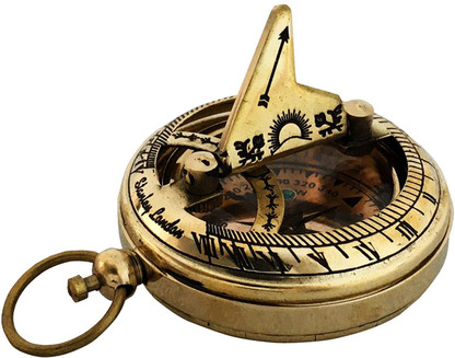 Nautical Sundial Compass Gift Brass Antique Pocket Push Button Sundial Compass. 