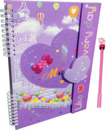 TECHNOCHITRA Designer Number Lock Diary for Girls A4 Diary 80 Pages ...