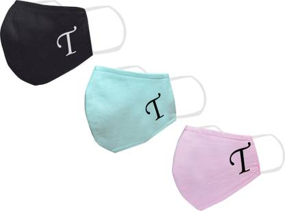 Kundan Pure Cotton Reusable Washable 3 Ply Hand Painted Alphabet Face Mask Pack Of 3 Mask Hand Painted Alphabet T Washable Reusable Cloth Mask With Melt Blown Fabric Layer Price In
