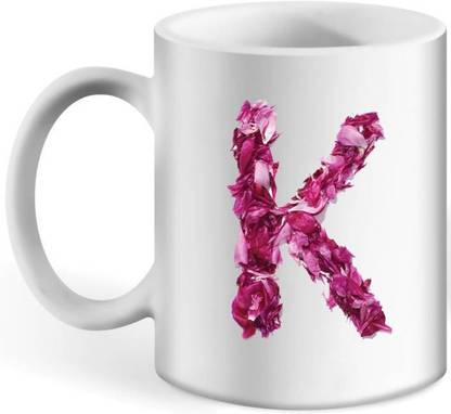 Mm9e Rose Leaf K Letter Mug Couple Lover Letter K Alphabet Best Gift For Friends Who S