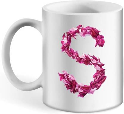 Mm9e Rose Leaf S Letter Mug Couple Lover Letter S Alphabet Best Gift For Friends Who S
