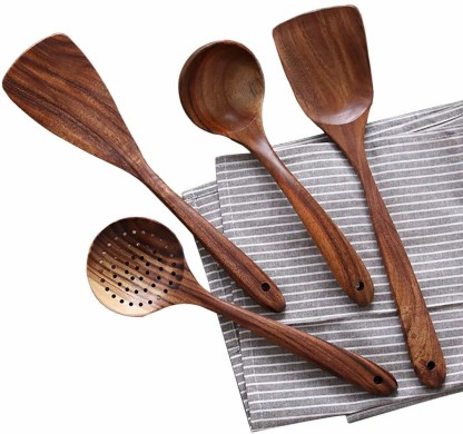Wooden Cooking Utensils for Kitchen,Natural Teak Wood Utensil Set Nonstick Hard Wooden Spatula and Wooden Spoons 