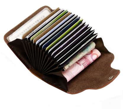 1 Tan Genuine Leather Business Card ID Holder 120 Cards Organizer Book Wallet 