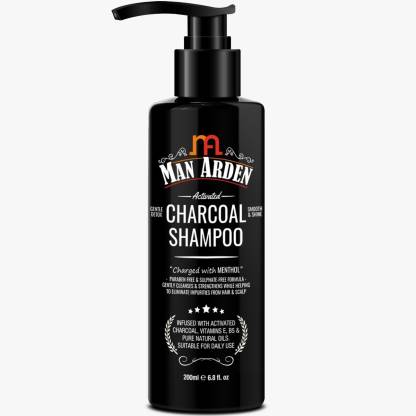 Man Arden Activated Charcoal Shampoo With Argan Oil (No Sulphate, Paraben or Silicon), 200ml - Daily Clarifying and Cleansing Hair Shampoo for Men