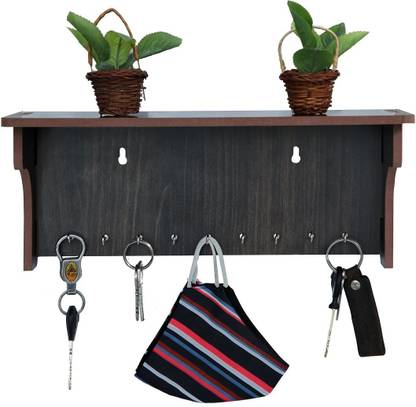 Fricosta Key Holder Wall Hooks Stand Wall Mounted Key Holder Key Hold Key Chain Hanging Board Wall Hanging Key Holder Key Holder With Shelf Home Decor Key Holder 9 Hooks Dark Brown Wood Key Holder Price In India