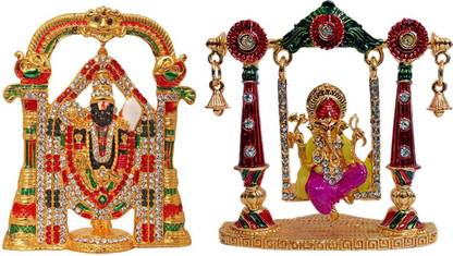 Fabzone Combo Of 2 God Tirupati Balaji Ganesha Car Dashboard Idol Ganpati Statue Spiritual Puja Vastu Religious Murti Pooja Gift Item Decorative Showpiece 8 Cm Price In India
