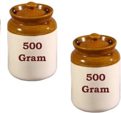 Baluda Ceramic Barni Container Ceramic Stoneware Martban In Mustard Contemporary Medium Size 1 Pc 1000 Ml