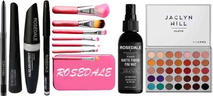 Crynn Smudge Proof Essential Makeup HD7 Beauty Kajal & Set of 7 Makeup Brush & 3in1 Eyeliner , Mascara , Eyebrow Pencil & The Matte Fixer Mist Face Spray & The Jaclyn Hill Eyeshadow Palette