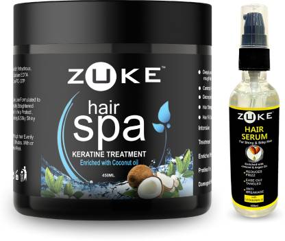 zuke Hair Spa Keratin Treatment with Coconut Oil (450 ml) + Hair Serum  100ml (Combo Pack 2 items set) Price in India - Buy zuke Hair Spa Keratin  Treatment with Coconut Oil (