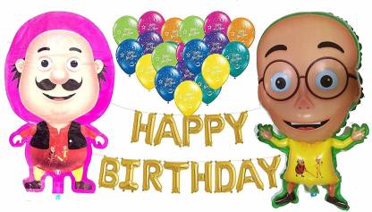  | Anayatech Printed motu patlu birthday combo-1 happy birthday  foil balloon,1 motu and patlu foil balloon ,25 happy birthday print  multicolor balloon(pack of 40) Balloon - Balloon