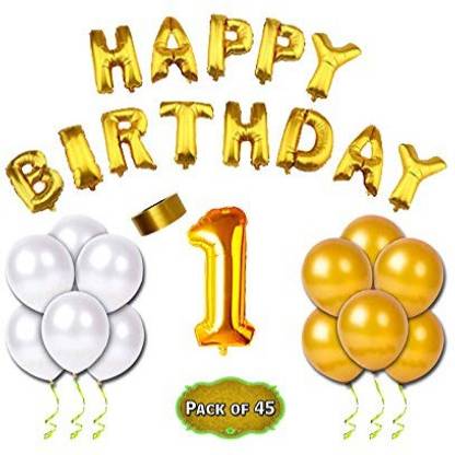 Flipkart Com Blooms Mall Solid 1st Birthday Decorations Kit For Baby Boy 45pcs Happy Birthday Foil Balloon 1 Number Foil Balloon Mettallic Balloons Ribbon Balloon Balloon