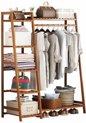 Ada Bamboo Coat Clothing Garment Rack With Shelf 5 Tier Clothes Storage Wall In India Ada Bamboo Coat Clothing Garment Rack, Bamboo Coat Rack With Shelf