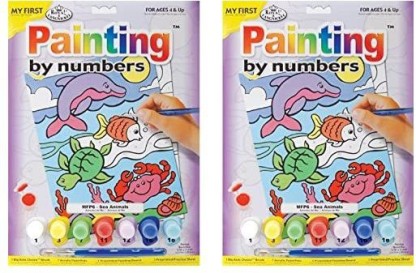 Royal Brush My First Paint by Number Kit 2 Pack Sea Animals 8.75 by 11.375-Inch 