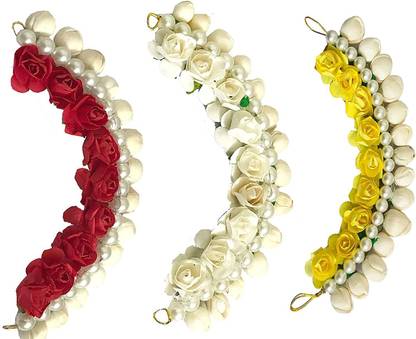 VinshBond Combo of Fancy Hair Bun Gajra Flower Hair Tiara for Women and girls, Yellow & red White Hair Bun Styling Accessories,Pack of 3 Bun Price in India - Buy VinshBond Combo VinshBond Combo of Fancy Hair Bun Gajra Flower Hair Tiara for Women and girls, Yellow & red White Hair Bun Styling Accessories,Pack of 3 Bun Price in India - Buy VinshBond Combo