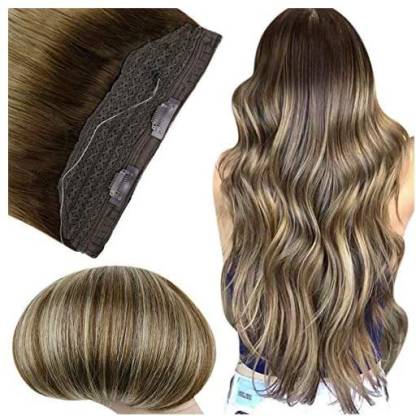 Fshine 20 Inch Halo Extensions Human Medium Balayage 4/24/4 Invisible Fish  Wire On Extensions Silky Halo pi Hair Extension Price in India - Buy Fshine  20 Inch Halo Extensions Human Medium Balayage