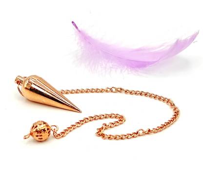 PlusValue Copper Plated Dowsing Pendulum for Professional Dowsers & Dowsing Tool - Free Dowsing Chart & Small Jute Bag Decorative Showpiece  -  4 cm