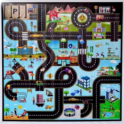 LEANO Kids 51? x 40 Map Taffic Animal Play Mat Road Traffic System Play Mat Rug Baby Road Carpet 