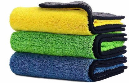 Premium Professional Car Cleaning Cloth Happy Road Microfiber Towel Kit Lint Free & Re-Usable for Car/Window/Glass Microfiber Cleaning Cloth Pack of 4 Waxing Polishing Cloth 