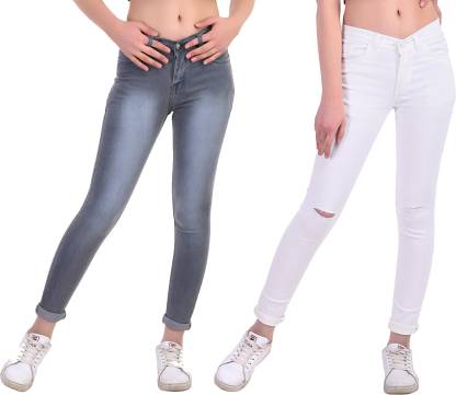 Women White, Grey Jeans