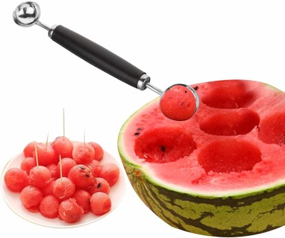 Also Pitter Tool Ice Cream in Desserts Punch and Cocktails. Sure Grip Ideal for Watermelon SABATIER Professional Melon Baller Scooper Mango Stainless Steel Dishwasher Safe Draining Hole 