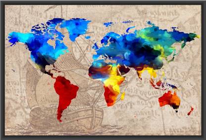 Framed Vintage World Map