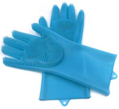 FRAONY NEW BEST QUALITY Dish Washing Silicon Hand Gloves with Scrubber for  Kitchen Cleaning, Utensils, Bath and pet Hair Care Reusable Heat Resistance  and Water Proof Gloves Wet and Dry Glove Price