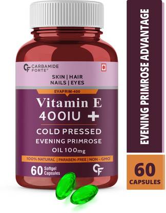 cf vitamin e 400 iu capsules for skin face and hair with evening primrose oil 100mg