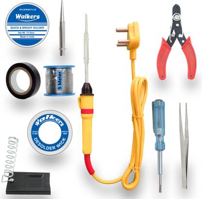Walkers Beginners 10in1 Mobile Soldering Iron Equipment Tool Machine Combo Kit Set with Flux Paste and Wire 25 W Simple  (Flat, Pointed Tip) at Rs. 239