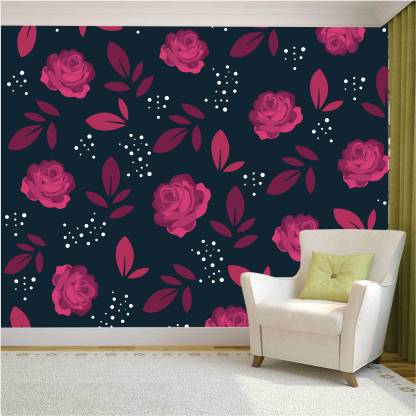 Luxury Floral & Botanical Black, Pink Wallpaper Price in India - Buy Luxury  Floral & Botanical Black, Pink Wallpaper online at 