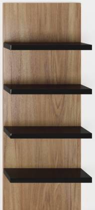Furnifry Wooden Wall Mounted Floating, Black Wood Wall Shelves