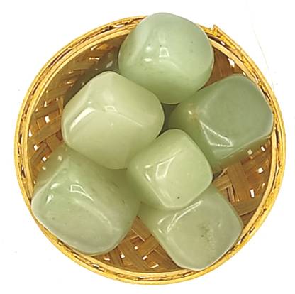 PlusValue Natural Green Aventurine Tumbled Stone Pebbles Basket Regular Asymmetrical Crystal Pebbles