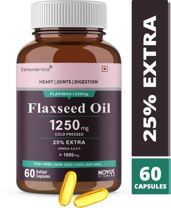 carbamide forte cold pressed organic flax seeds oil capsules 1250mg with omega 3 6 9