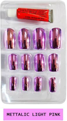 Wildplay False Nails Metallic Light Pink 12in 1 Set Of 1 Mettalic Pink Nails Price In India Buy Wildplay False Nails Metallic Light Pink 12in 1 Set Of 1 Mettalic Pink