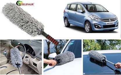 Selifaur Ultra Soft Microfiber Brush, Interior and Exterior Multipurpose Car Cleaning Duster,Lint Free- Grey Smooth Cleaner for Car Dry Duster