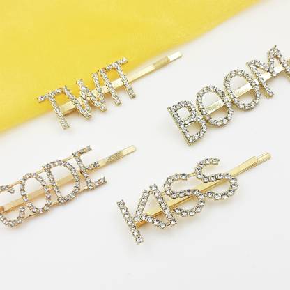 Karki Fusion Crystal Letters Hair Clips Rhinestones Words Hair Pins Clips  Barrette Hair Accessories for Women Girls (KISS-CODE-BOOM-TWIT) (Set of 4  pc) Hair Pin Price in India - Buy Karki Fusion Crystal